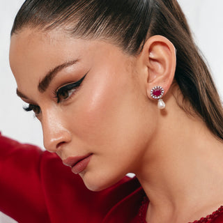 Pink Pearl Stud Earring - 1