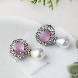 Pink Pearl Stud Earring - 2
