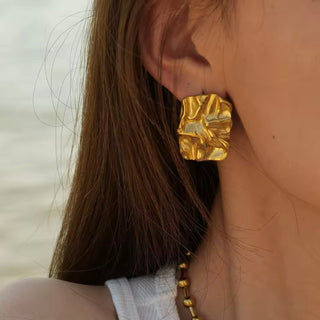 Gold Textured Earrings
