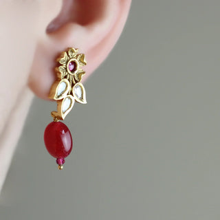 Red Flower Drop Earring