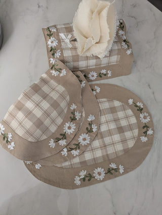 Ribbons & Checks: A Stylish Fusion IN BEIGE