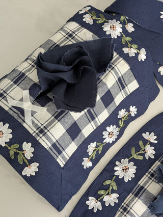 Ribbons & Checks: A Stylish Fusion IN BLUE