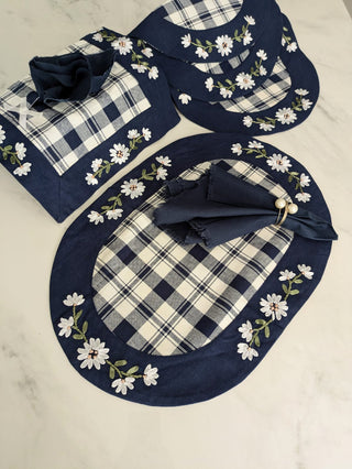 Ribbons & Checks: A Stylish Fusion IN BLUE