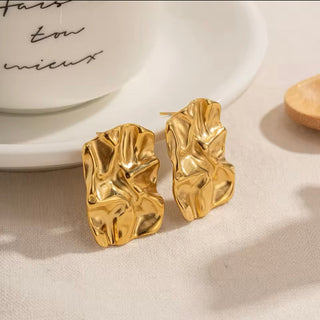 Gold Textured Earrings