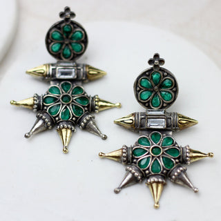 Green Tribal Drop Earring