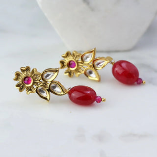 Red Flower Drop Earring