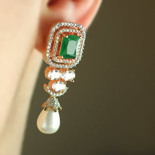 Statement Green Zircon Drop Earring