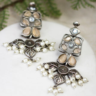 Tribal Peach Flower Drop Earring